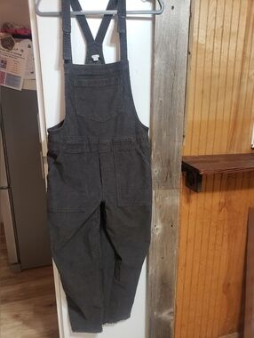 Aerie Corduroy Gray Loose Oversized Woman Small Coveralls Overalls Fray Hem